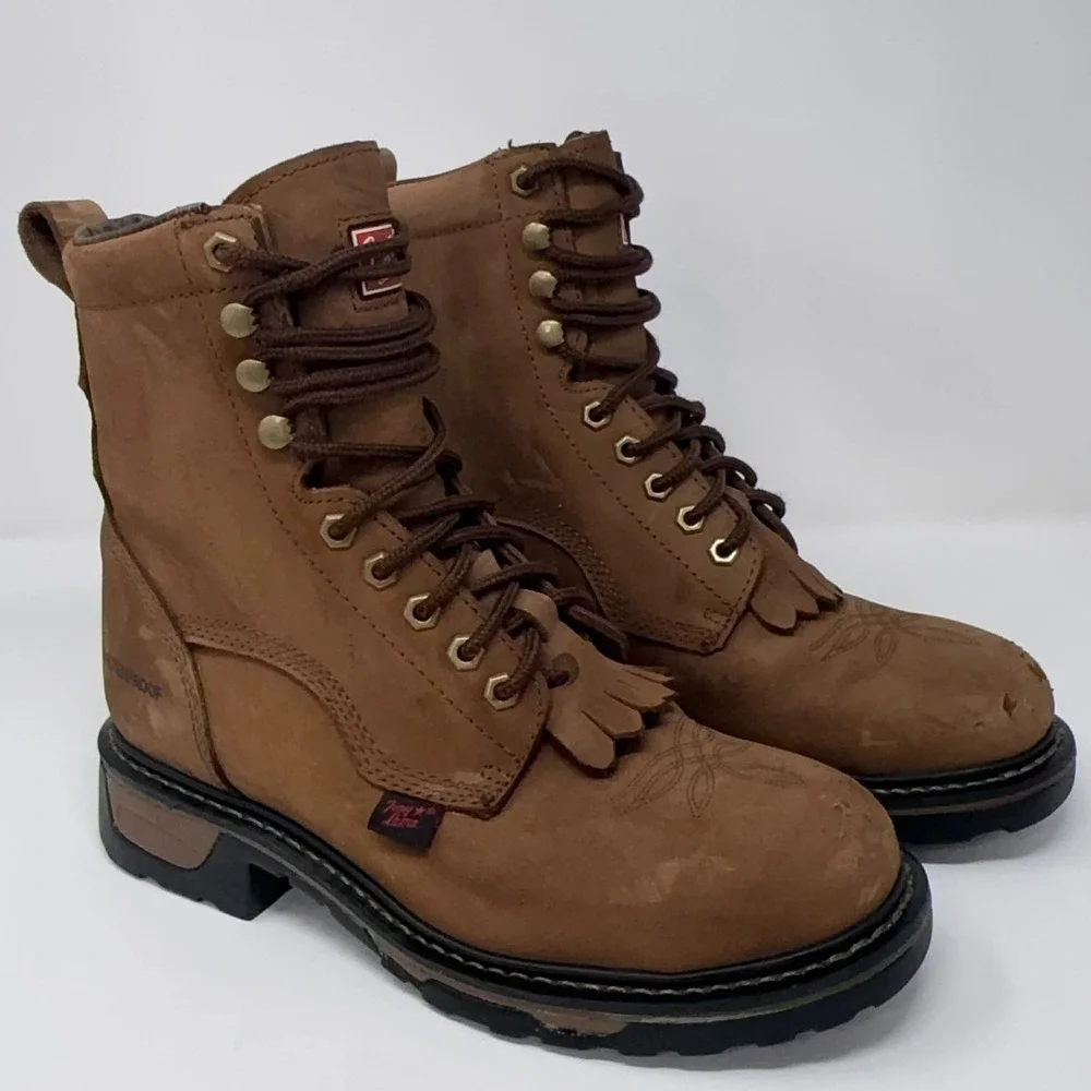 TONY LAMA Harligen Brown Leather Lace Up Work Boots TW2009 Men's 7.5 EE 8